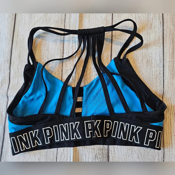 Victoria's Secret PINK Blue and black sports Bra. Size Small - Picture 2 of 4